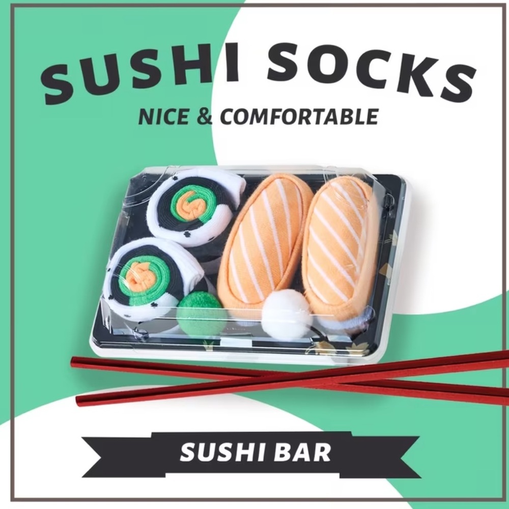 Sushi Socks Set - Green, Orange, White, 3 pair, NEW